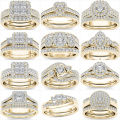 European and American Couple Ring with Gold Plated Zircon Inlaid Ring Manufacturer Direct Selling Classic Jewelry.