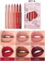 HANDAIYAN 6pcs Matte Lip Liner Set Long Lasting Velvet Lipliner Pack Red Lipstick Tint  Lips Stick Pencil Cosmetic Makeup-Set -A. 