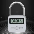 Metal Timer Lock LCD 99 Hours Max Timing USB Timer Padlock,Silver. 