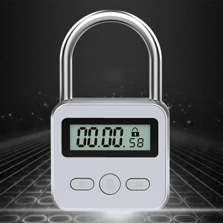 Metal%20Timer%20Lock%20LCD%2099%20Hours%20Max%20Timing%20USB%20Timer%20Padlock,Silver%20-%20Image%202
