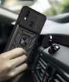 For Samsung Galaxy A10S Rugged Armor Protection Case with Slide Camera Cover Ring Holder Stand casing. 