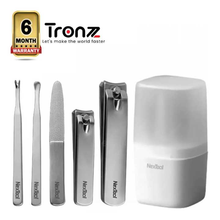Xiaomi Nextool Nail Clipper Set Nail Stainless Steel Dead Skin Push Ear Scoop Nail File with Storage Box Manicure Beauty Tools | 6 Months warranty by TRONZZ