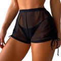 Women Sheer Mesh Cover Up Shorts Beach Wear Swimming Suits Cover Up Solid Sheer Mesh Bikini Thong Cover Up Shorts. 