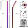 Vinaco Reusable Smoothie Straw, 0.4'' Extra Wide Stainless Steel Straw 10.5'' & 8.5'' Long colorful Straws, (1-4) Pack Metal Straw with 1 Reusable Straw Brush Cleaner for Milkshake, Smoothie, Bubble tea.
