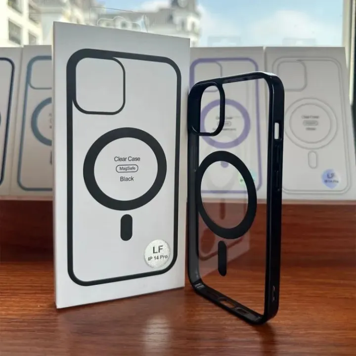 Magnetic%20Transparent%20Phone%20Case%20for%20iPhone%2011%20to%2014%20Pro%20Max%20with%20Slim%20Design%20Black%20and%20Gold%20Frame%20Supports%20Magsafe%20Charging%20-%20Image%209