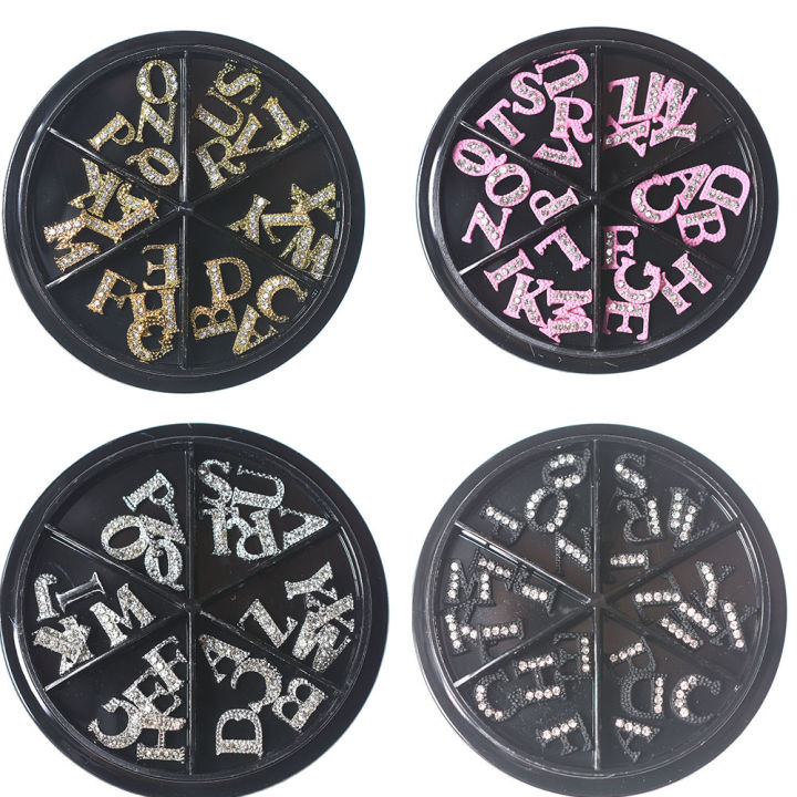 26%20Letters%20In%20Wheels%20A-Z%20Nail%20Accessories%20Charms%20Gold/Pink/Black/Rose%20Metal%20Jewels%20Alphabet%203D%20Nail%20Art%20Decorations%20Supplies%20NEW%20-%20Image%202