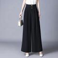 High-End Wide-Leg Pants2023Spring and Autumn New Women's Skirt Pants High Waist Drooping Slimming Solid Color Casual High-End Wide-Leg Pants. 