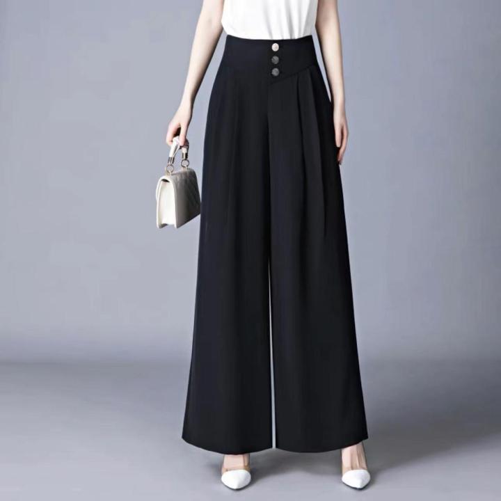 High-End Wide-Leg Pants2023Spring and Autumn New Women's Skirt Pants High Waist Drooping Slimming Solid Color Casual High-End Wide-Leg Pants