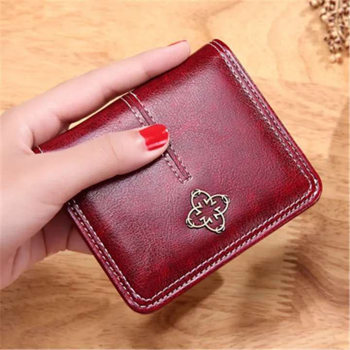 Wax%20Leather%20Women's%20Small%20Wallet%20European%20And%20American%20Retro%20Coin%20Purse%20Short%20Thin%20Wallet%20Oil%20-%20Image%206