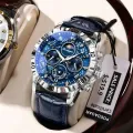 POEDAGAR 973 Moon New Luxury Genuine Leather Men Quartz Watches Luminous Daily Life Waterproof Chronograph fashion Analog Watch for men - Watch For Men.
