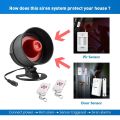 KERUI Security Alarm System Kit 110dB Wireless Loud Indoor/Outdoor Weatherproof Siren Horn with Remote Control and Door Contact. 