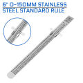 6 0-150mm Stainless Steel Standard Rule Depth Length Gauge Scale Marking Measuring Tool with Detachable Clip Easy To Use/Carry. 