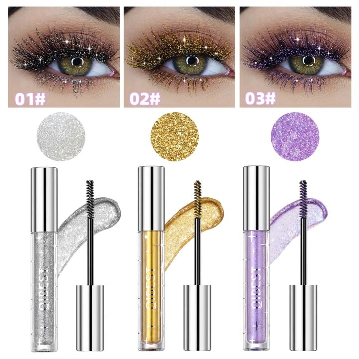 QIBEST Sparkling Diamond 3D Mascara Long Lasting Makeup Curling Volume Extension Glitter Lengthening Eyelashes Mascara Cosmetics