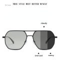 2023 Aluminum Magnesium Polarized Sunglasses Photochromic Pilot Double Beam Sun glasses Men's Driving Fishing Chameleon Sunglass.