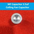 MF Capacitor Original 3.5uF Celling Fan Capacitor KOREA Standard High Quality 3.5uF 50Hz 60Hz 0.49A 450VAC Capacitor 2 Pin Leads. 