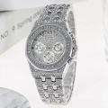 Luxury Brand Diamond Women's Gold Watch with Rhinestone Bracelet.