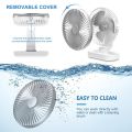 USB Desk Fan, 4 Speeds, Oscillating USB Rechargeable Fan with 4000mAh Battery, Micro/Type C Input, Quiet Personal Mini Fan for Home Office. 