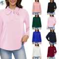 Wine Red Women’s Dressy georgette Blouse Business Work Casual Tie Neck Shirt Tops.