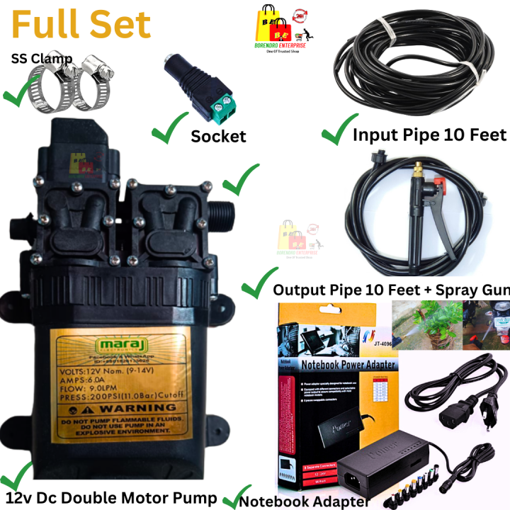 Double Motor Pump 12V Dc High Pressure Self Priming Diaphragm Water Pump For Bike or Car Wash & Garden irrigation