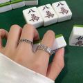 Every bet must win, artifact, mahjong ring, women's niche, retro, old-fashioned, ring, men's god of war, fashion, personality, index finger. 