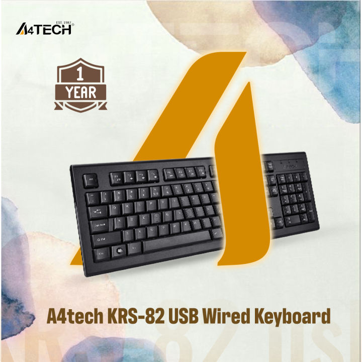 A4tech KRS-82 USB Wired Keyboard - Bangla Layout - FN Multimedia Key - Comfort Roundedge Keycaps - USB - For PC/Laptop - Black