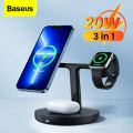 Baseus 3 in 1 Magnetic Wireless Charger Stand For iPhone 14 13 12 Pro Airpods Phone Fast Charge Dock Station For Apple Watch 8 7. 