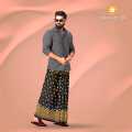 AMANAT SHAH LUNGI FOR MEN - LINEN BATIK PRINT LUNGI STITCHED (5 HAND) LILEN LUNGI FOR MEN. 