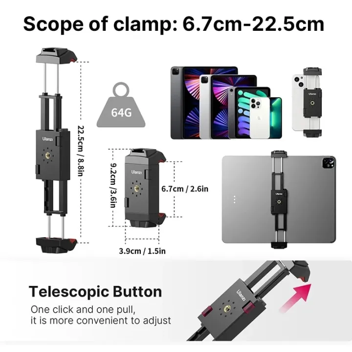 Ulanzi%20ST-29%20Universal%20Tablet%20Tripod%20Mount%20Stand%20Phone%20Holder%20w%20Cold%20Shoe%20For%20iPhone%20iPad%20Air%20Pro%20Horizontal%20Vertical%20-%20Image%202