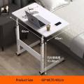 Portable Laptop Table with Wheels Adjustable Height | Study Table for Bed Sofa | Wooden Top Side Desk. 