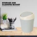 Plastic Mini Desktop Waste Bin Home Kitchen Trash Can Rolling Cover Dustbin Trash Basket for Table Home Office Desk Dustbin. 