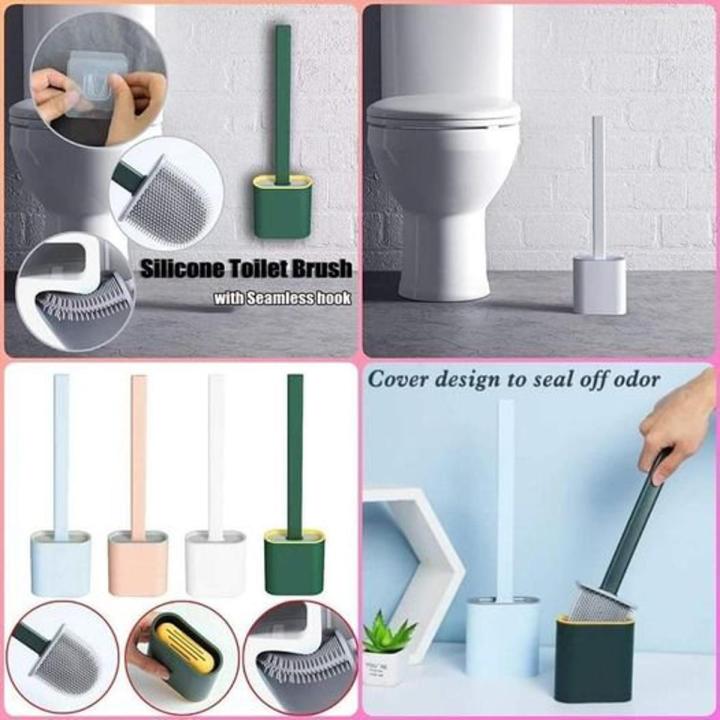 Silicone Toilet Cleaner Brush with Wall Mounted Magic Sticker and Holder