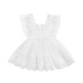 Ma&Baby Baby Girls Casual Dress, White Square Collar Sleeveless Lace Hem One-piece, 0-24 Months. 