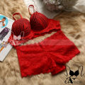 Soft Red Premium Net Comfortable Pushup Paded Bra & Panty Set for Women & Girls.