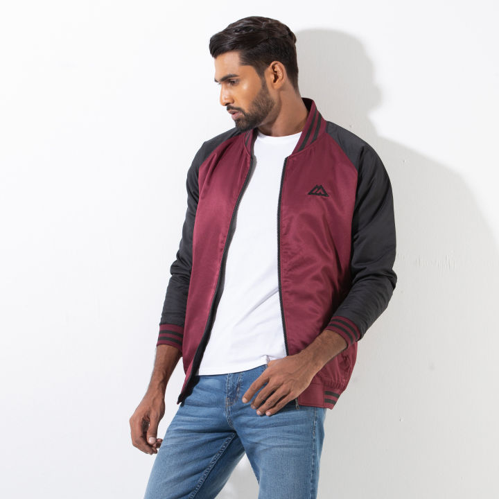 Masculine Winter Taffeta Raglan Sleeve Jacket - Co Burgundy