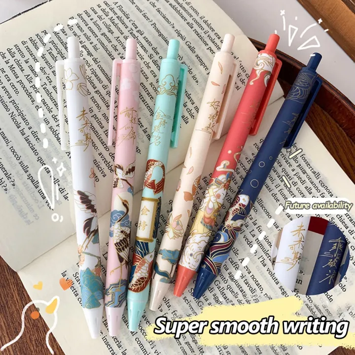 New%200.5mm%20Black%20Refill%20Lucky%20Writing%20Pen%20General%20Purpoe%20tudent%20Writing%20Office%20tationery%206Pc%20Chinee%20tyle%20Retro%20Puh%20Core%20Neutral%20Pen%20-%20Image%202