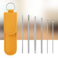 6PCS Ear Pick Set Portable Ear Cleaner Set Stainless Steel With Lather Case. 
