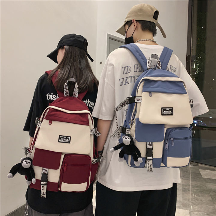 Schoolbag%20Women's%20Korean-Style%20Junior%20High%20School%20College%20Students%20Backpack%20Men's%20Street%20Fashion%20Large%20Capacity%20Fashion%20Backpack%20Trendy%20Cool%20Computer%20Bag%20-%20Image%202