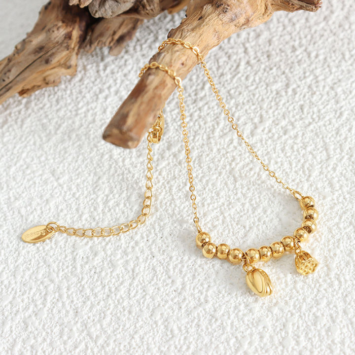 New%20Chinese%20style%20hot%20selling%20personalized%20fashion%20lotus%20lotus%20pendant%20titanium%20steel%20beaded%20anklet%2018k%20gold%20plated%20foot%20jewelry%20women's%20jewelry%20-%20Image%203