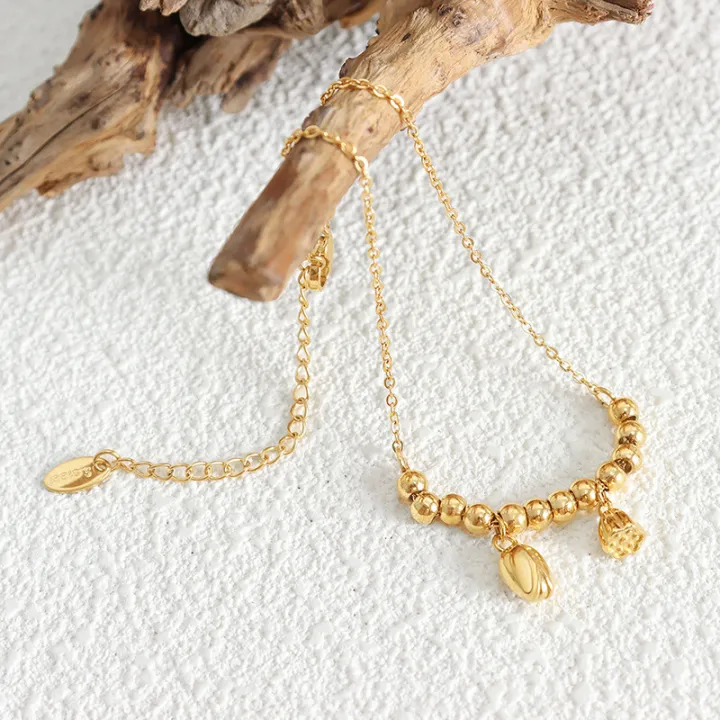 New%20Chinese%20style%20hot%20selling%20personalized%20fashion%20lotus%20lotus%20pendant%20titanium%20steel%20beaded%20anklet%2018k%20gold%20plated%20foot%20jewelry%20women's%20jewelry%20-%20Image%203