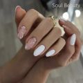 24pcs Almond Milk Yellow Chrome Powder Nails Fashion Wave Design False Nail Art Removable Waterproof Press on Nail Tips. 