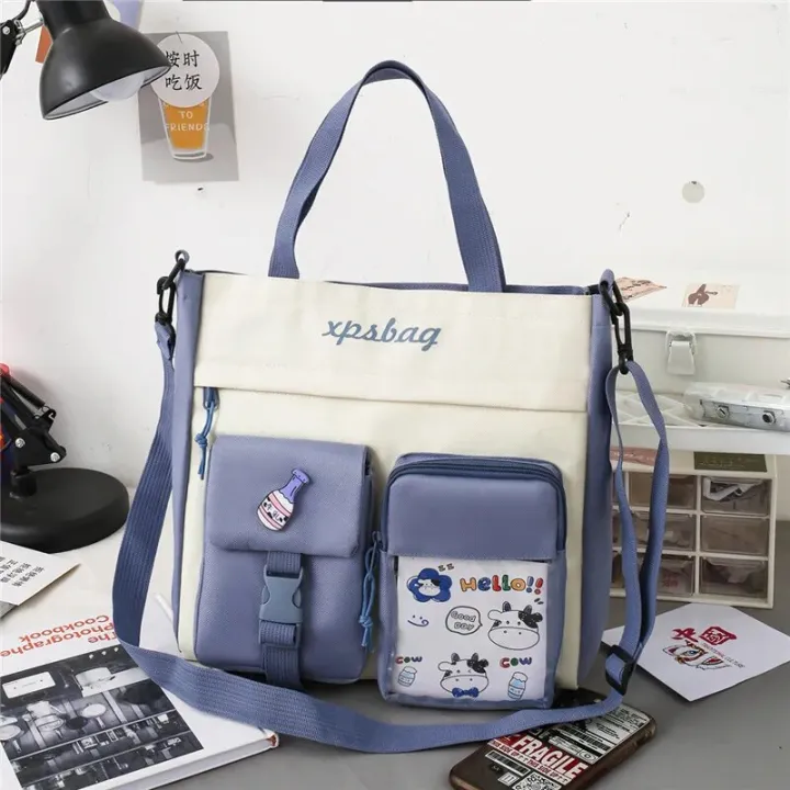 Canvas%20Woman%20Handbag%20Spans%20Large%20Capacity%20Collapsible%20Student%20Cute%20Sticker%20Tote%20Bag%20Zipper%20Tote%20Bag%20Shopping%20Bag%20Book%20Bag%20Girl%20-%20Image%203