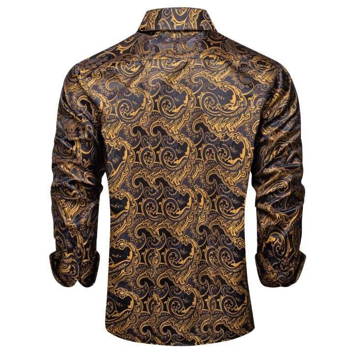 Luxury%20Men%20Dress%20Shirt%20Formal%20Prom%20Tuxedo%20Long%20Sleeve%20Silk%20Polyester%20Golden%20Color%20Paisley%20Black%20Shirts%20Blouse%20Men%20Clothing%20-%20Image%203