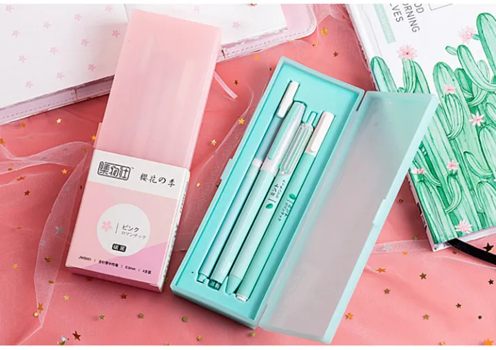 Macaroon%20Color%20Pink%20Mint%20Sakura%20Gel%20Pen%20Set%20with%20Pencil%20Box%20Cute%20School%20Office%20Pens%200.5mm%20Black%20Ink%20Girls%20Gift%20Stationery%20Multicolor%20-%20Image%204