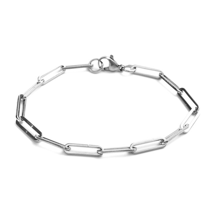 【Daily Necessities For Anyone Store】New 304 Stainless Steel Paperclip Chains Bracelets Hand-Chain For Women Men Jewelry Gifts long, 1 Piece