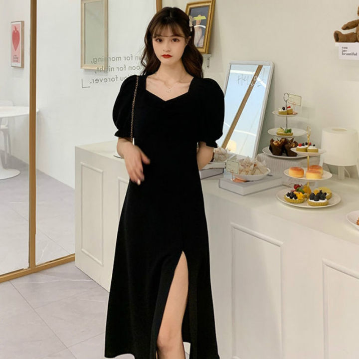 Plus%20Size%20Dress%20Women%20Solid%20Slim%20Trendy%20Spring%20Simple%20Korean%20Style%20Elegant%20Casual%20Soft%20Side-slit%20Ladies%20Fashion%20All-match%20Party%20-%20Image%202