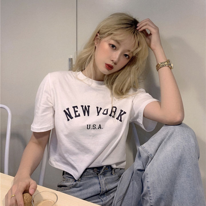 IELGY%20women's%20letter%20print%20short%20bottoming%20slim%20T-shirt%20-%20Image%205