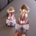 【The-Best】 Summer Girls Sandals Fashion Sequins Rhinestone Girls Princess Shoes Baby Girl Shoes Flat Heel Sandals Size 21-35. 