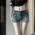 American Hot Girl Liu Ding Low Waist Denim Super Short Shorts Women's Summer New Slim Slimming Sheath Hot PantsinsTide.
