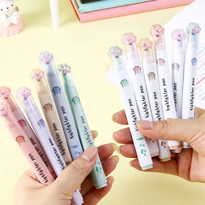 6Pcs/Set%20Cartoon%20Cat%20Paw%20Highlighter%20Pen%20Kawaii%20Cute%20Marker%20Pens%20for%20Student%20Art%20Colored%20Fluorescent%20Marker%20School%20Supplies%20-%20Image%205