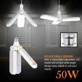 LED Bulb Super Bright Fordable Fan Blade Angle Adjustable Ceiling Lamp Home Energy Saving Lights - 50W (Pin Option) - Light.